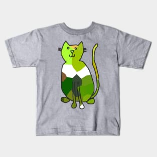 Green Crystal Cat Kids T-Shirt